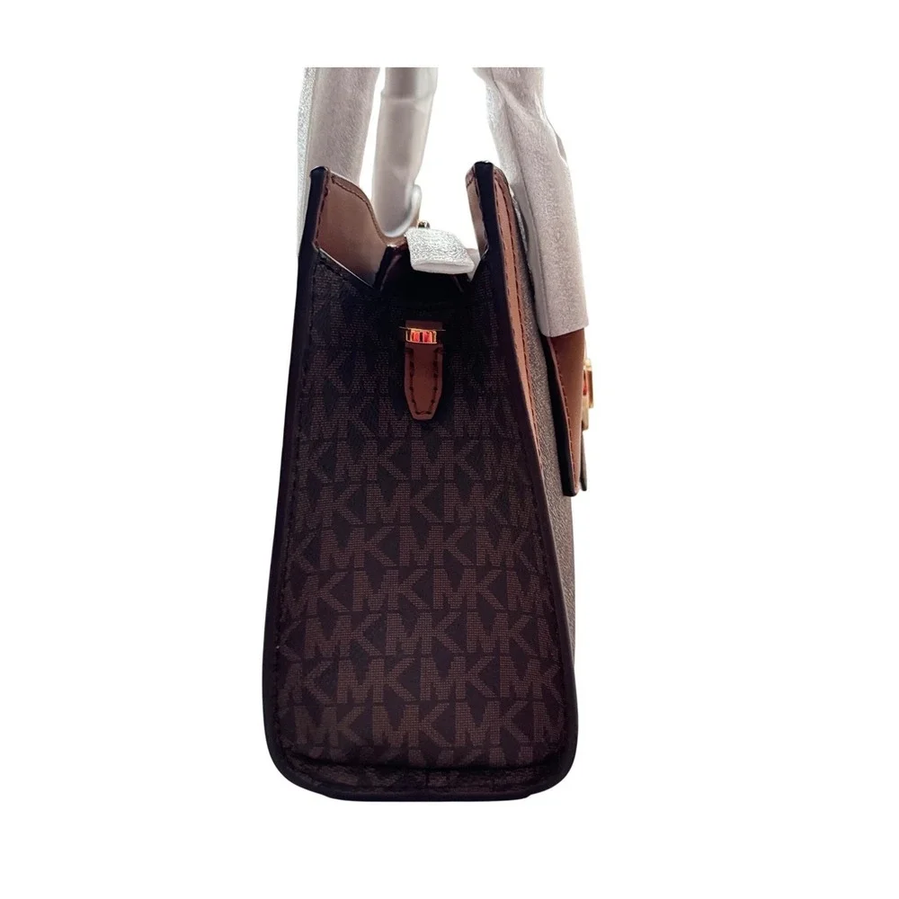 Michael Kors Brown Signature Logo Small Satchel Bag with‎ crossbody strapNWT